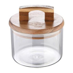 Set de botes 400ml + 500ml san ignacio vidrio de borosilicato y tapas de madera de acacia