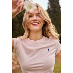 Camiseta rosa de manga corta con logo bordado Rigby Go