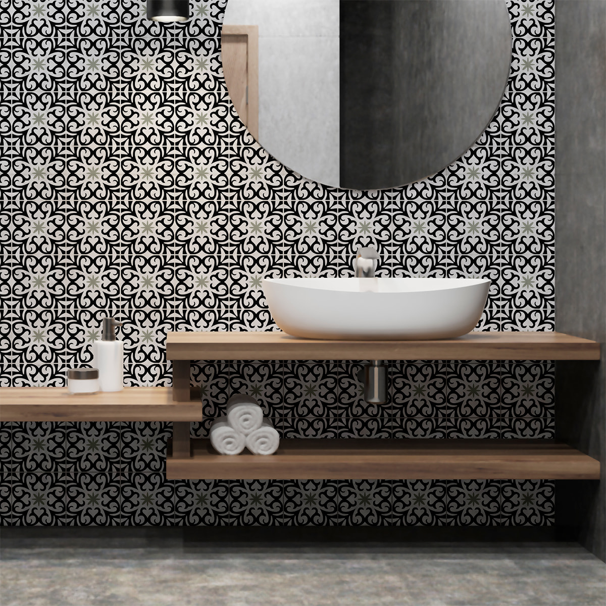 Stickers muraux - Sticker Mural Carrelage adhésif Cuisine Salle de Bain - 60 STICKERS CARREAUX DE CIMENT AZULEJOS ANTERO