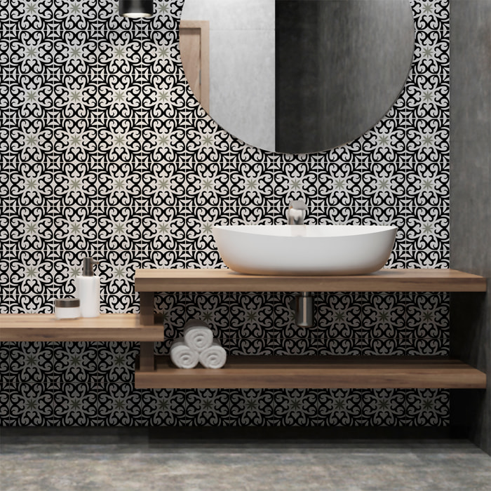 Stickers muraux - Sticker Mural Carrelage adhésif Cuisine Salle de Bain - 60 STICKERS CARREAUX DE CIMENT AZULEJOS ANTERO