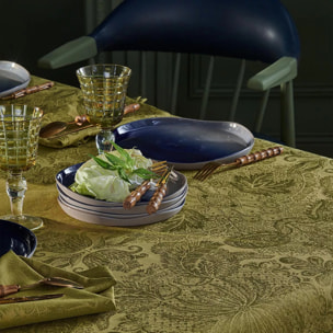 Set pur coton motif jacquard or Mille isaphire vermeil