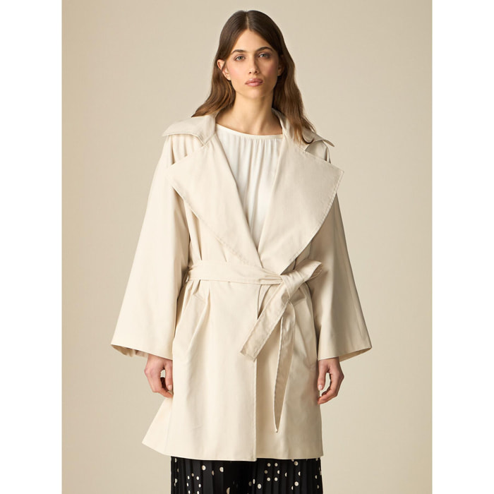 Oltre - Gabardina kimono de tejido técnico - Beige