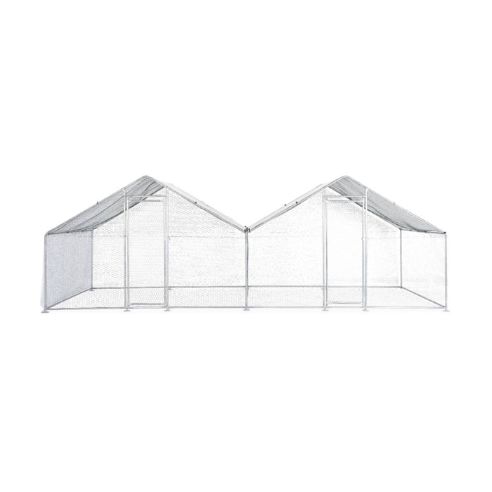 Enclos pour poulailler 2x6m² - Babette - Volière en acier galvanisé. bâche de toit imperméable et anti UV. porte avec loquet. enclos pour animaux 6x2m