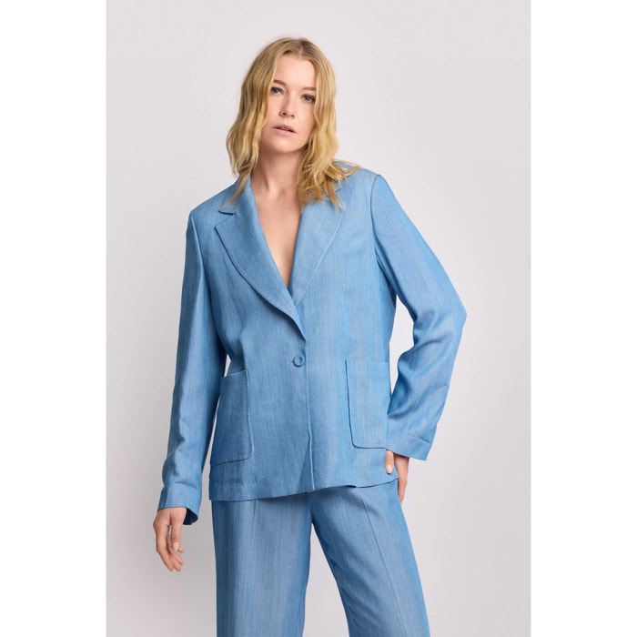 Kocca - Giacca elegante minimal Donna, Tinta unita, Scollo a V