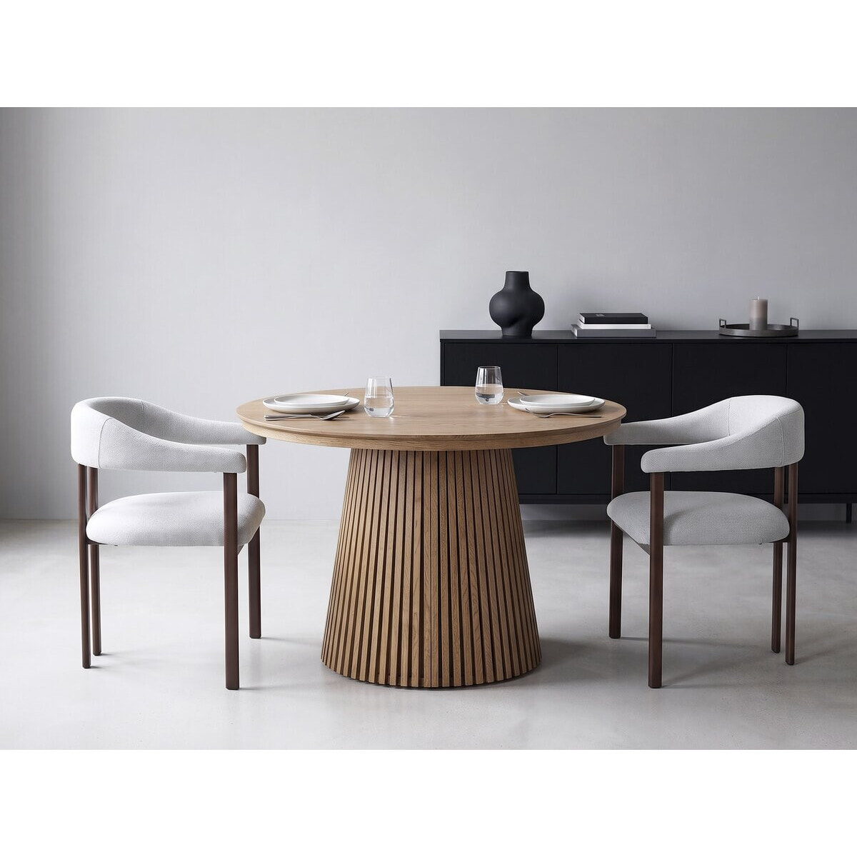 Lot de 2 chaises de salle à manger imitation bois "Serelia" - Gris clair