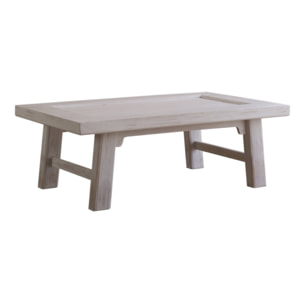 Table basse Oblak -bois massif d'araucaria-couleur blanc shabby 130 x 45 x 80 cm