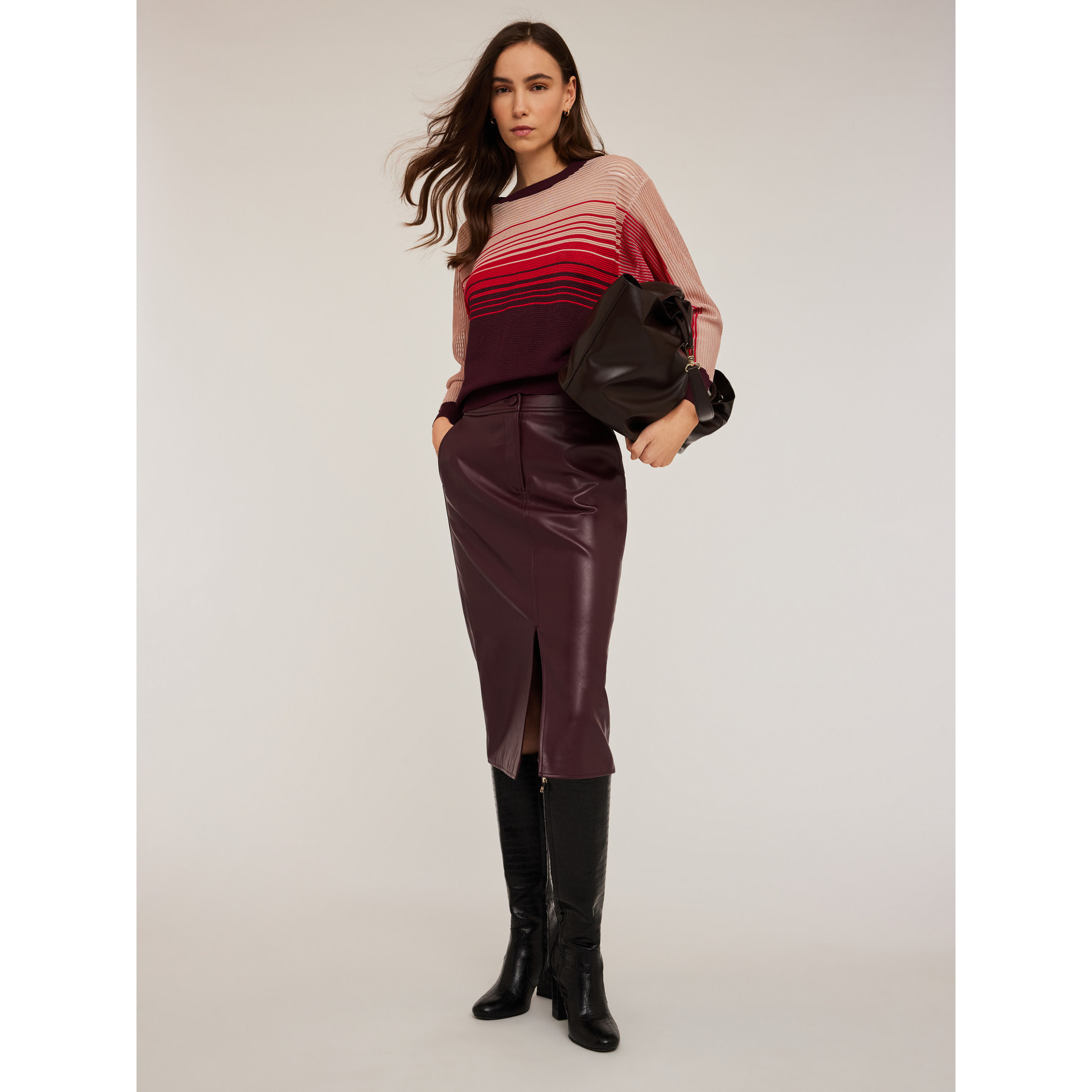 Motivi - Falda longuette de tejido revestido - Burgundy