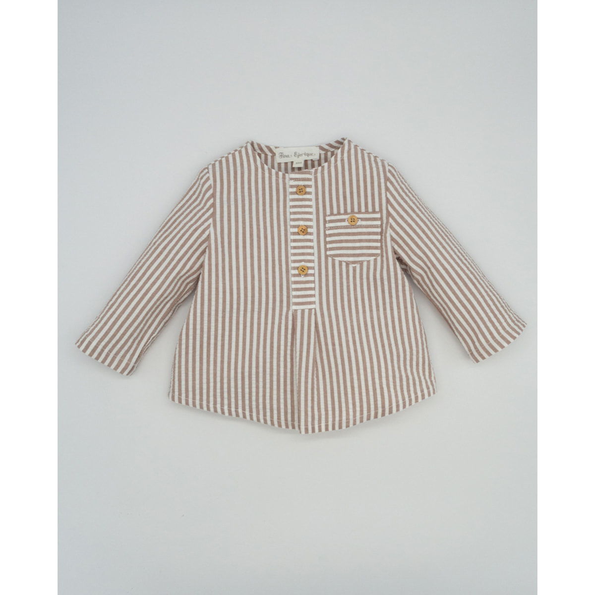 CAMISA BOLSILLO RAYAS TAUPE