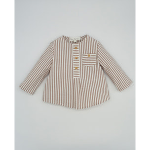 CAMISA BOLSILLO RAYAS TAUPE