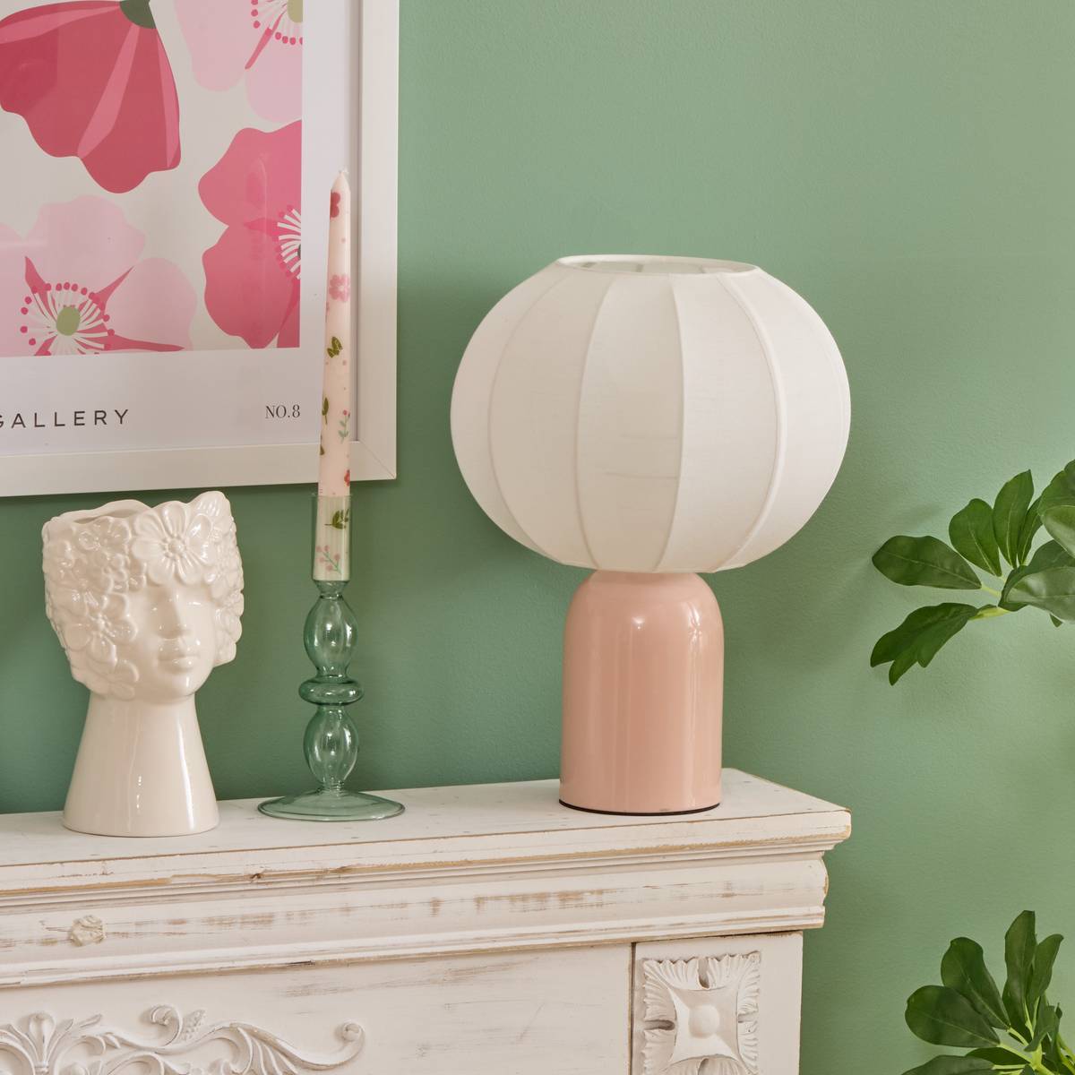 Lampe Tobie H33cm rose