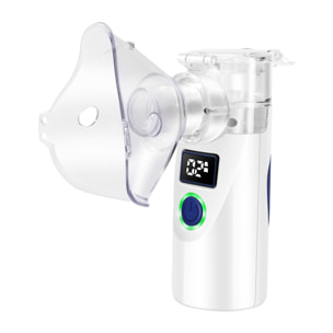 Nebulizador portátil de malla FLK-W301, ideal para el tratamiento de vías respiratorias superiores e inferiores. Incluye mascarillas infantil y adulto.