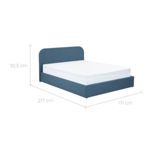 Lit double avec coffre 160x200 cm en tissu bleu - Tilly