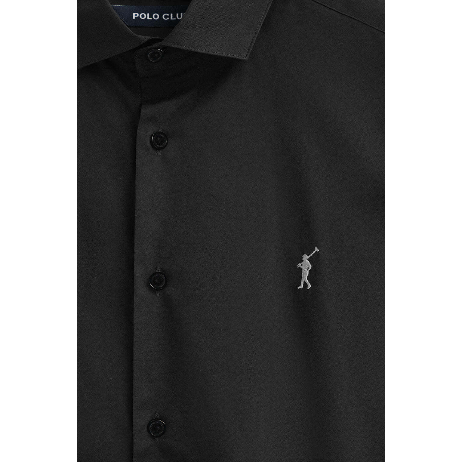 Camisa negra de poplin y corte slim con logo Rigby Go