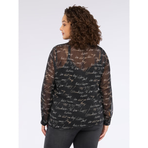 Fiorella Rubino - Camicia con stampa lettering in creponne - Nero