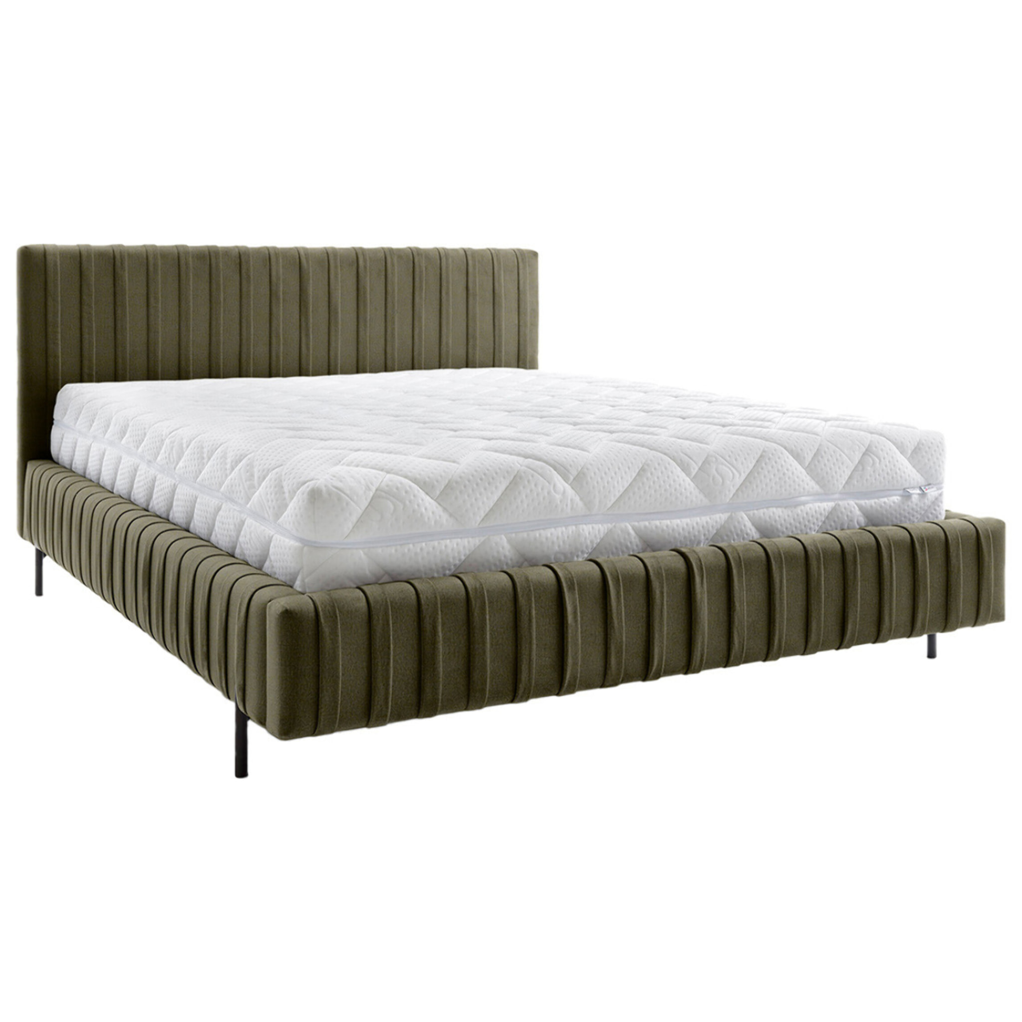 Flavio - lit coffre - 140x200 cm - sommier inclus - en similicuir - Vert Kaki