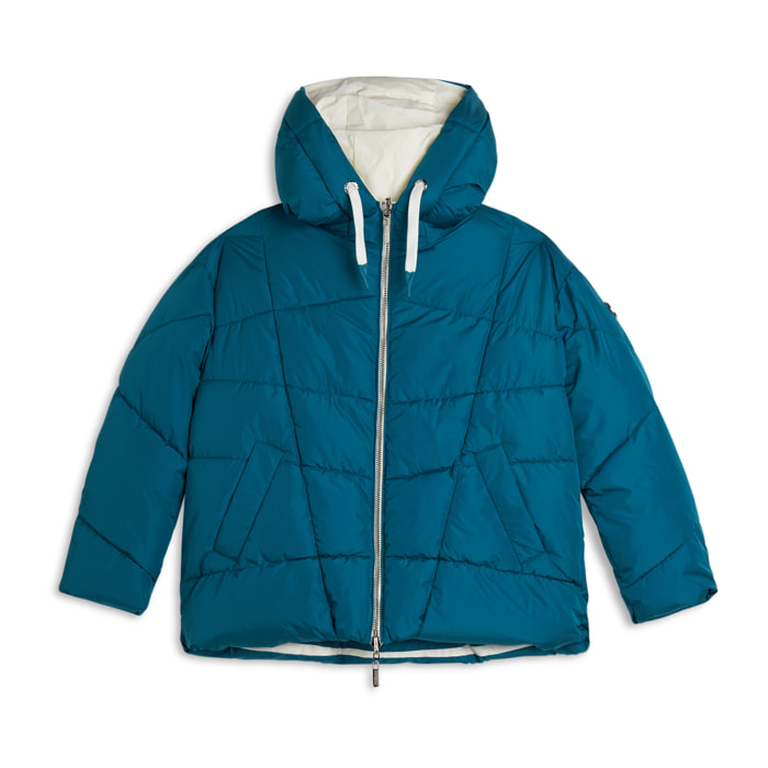 Piumino double-face donna con cappuccio regolabile