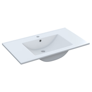Mobiletto Bagno Sospeso Mobile Legno Con 2 Ante Ripiani e Vani Aperti Lavabo In Ceramica Con Specchio E Led Design Nordico 80 x 45 x 64 Cm Rovere
