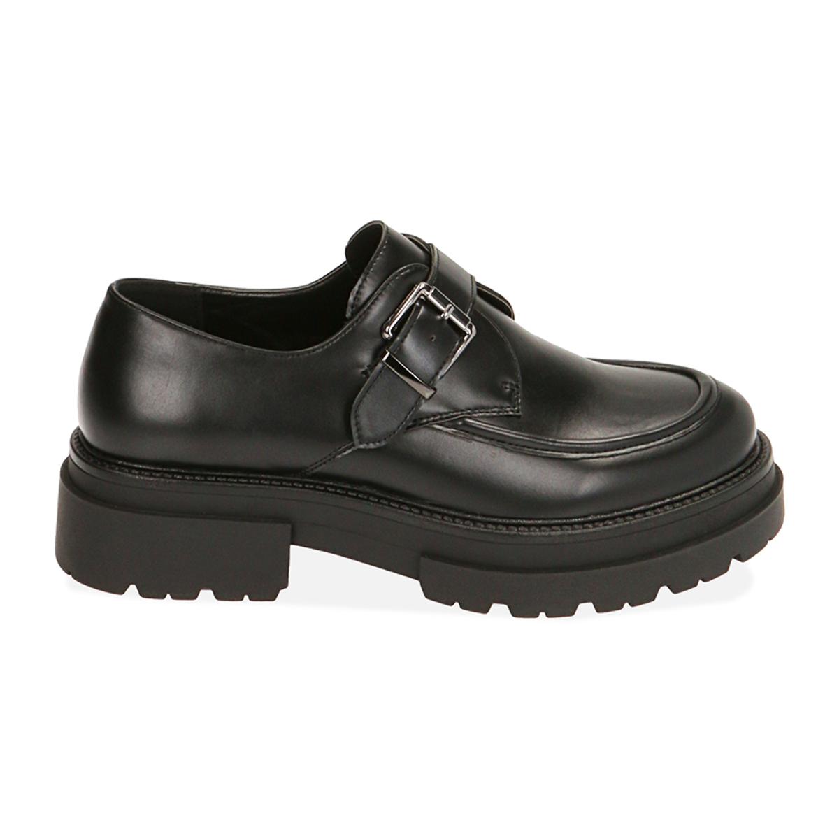 Monk shoes nere platform, suola 5 cm