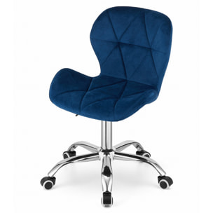 Sedia da ufficio rotante Avola in velluto blu navy