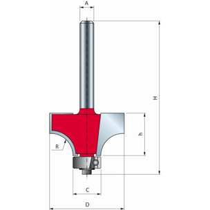 Mèche pour arrondi convexe FREUD - Ø28,6 H12,7/55,2 Q8 Z2 - F03FR01778 -34-11208P