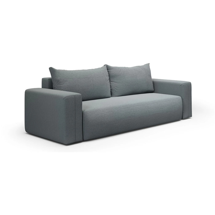 NALA - Canapé droit convertible droit 3 places en tissu gris