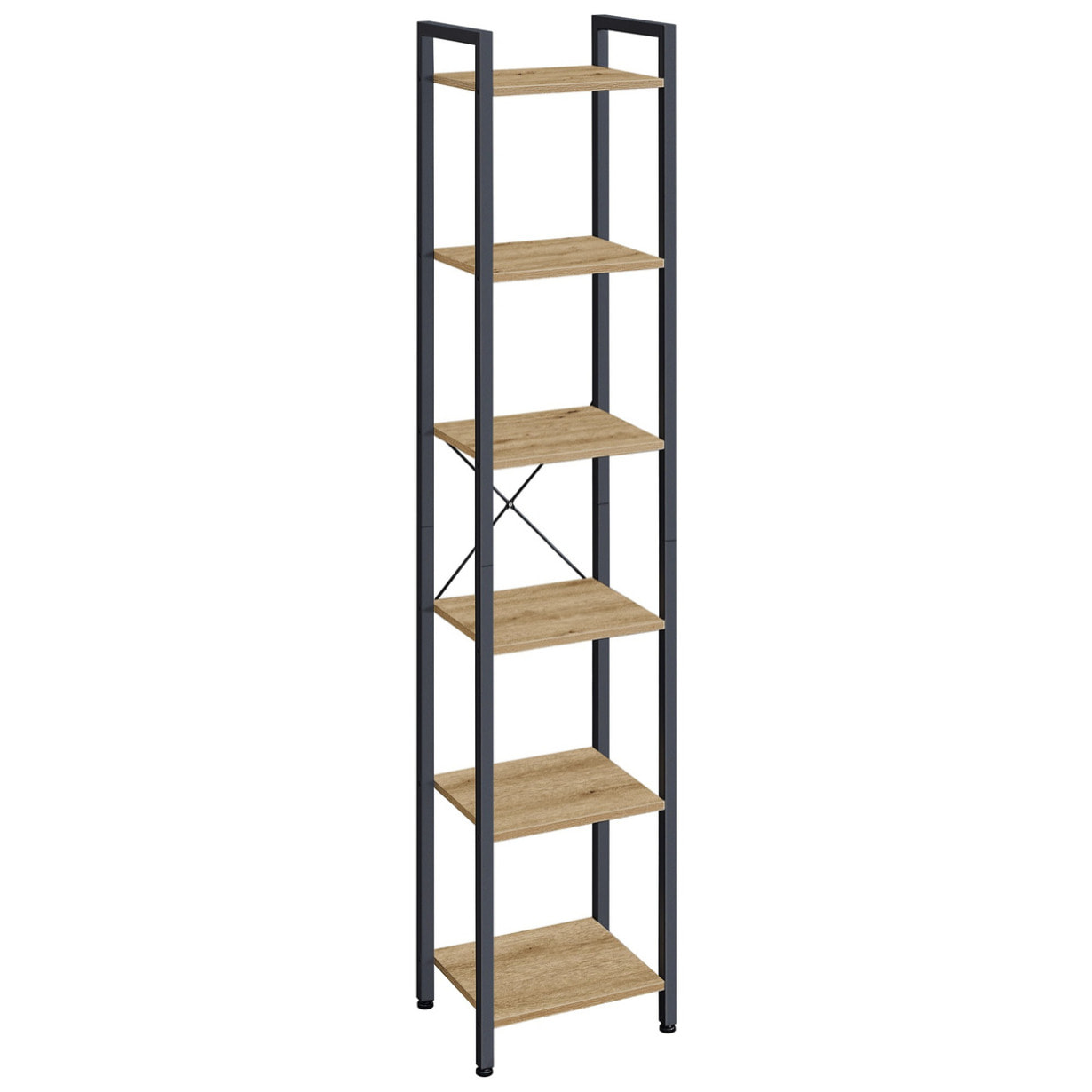 Libreria a colonna industrial artisan oak a 6 ripiani