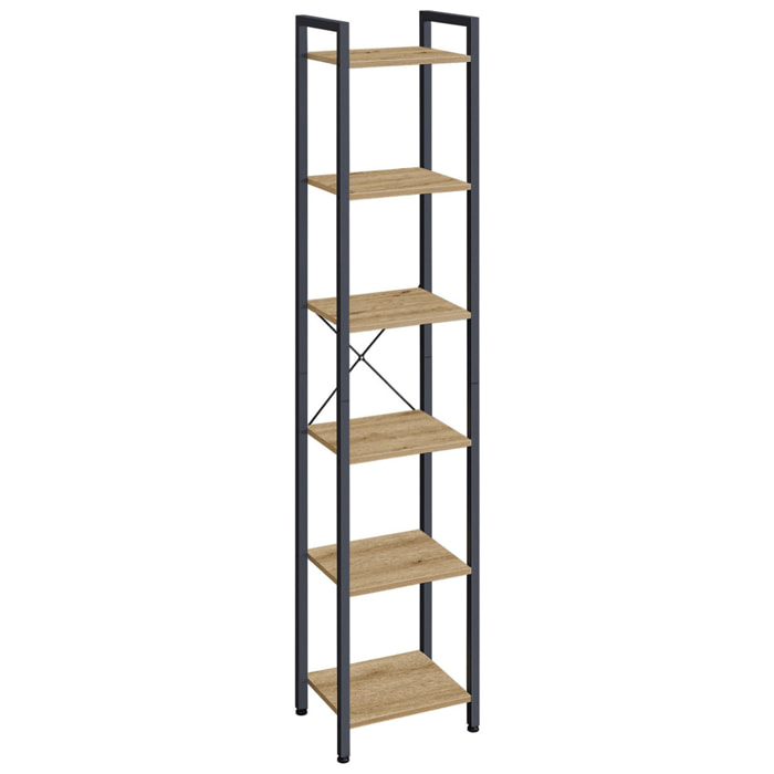 Libreria a colonna industrial artisan oak a 6 ripiani