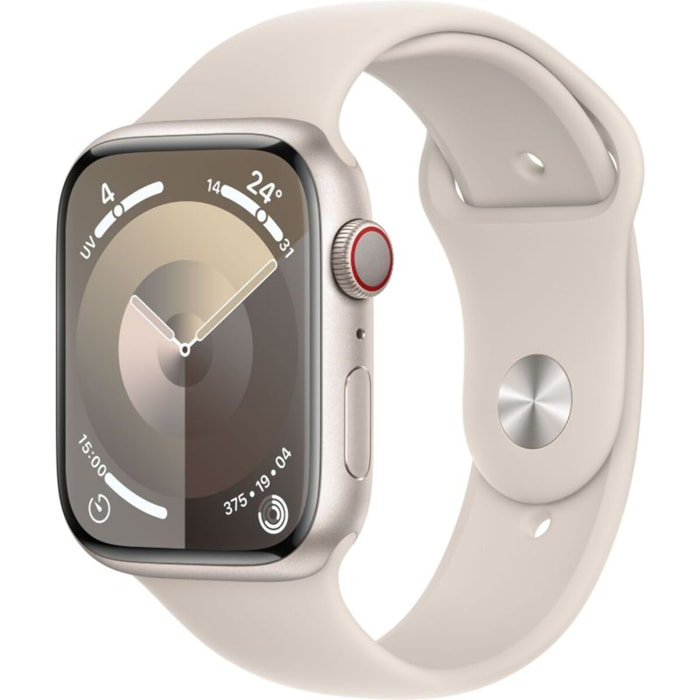 Montre connectée APPLE WATCH Serie 9 Cellular 45mm Aluminium/Lumièrestellaire S/M