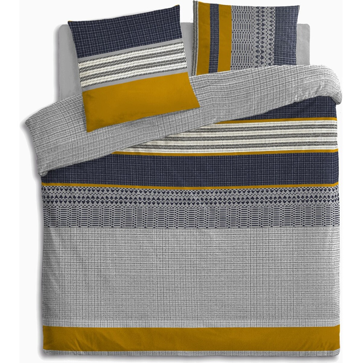 Parure housse de couette coton gris