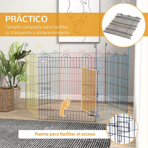 Parque Plegable para Mascotas Valla Metálica para Cachorros Conejos y Otras Mascotas de 6 Paneles para Interior y Exterior Ø120x60 cm Multicolor