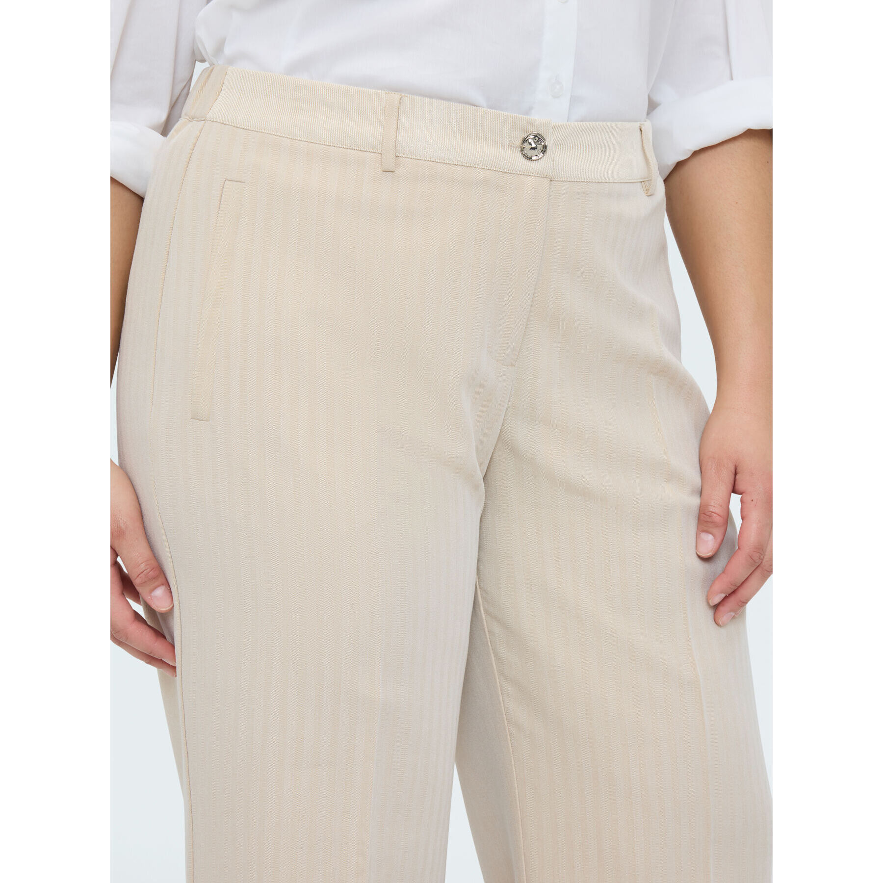 Fiorella Rubino - Pantalones Regular efecto raya diplomática - Beige