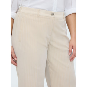 Fiorella Rubino - Pantalones Regular efecto raya diplomática - Beige