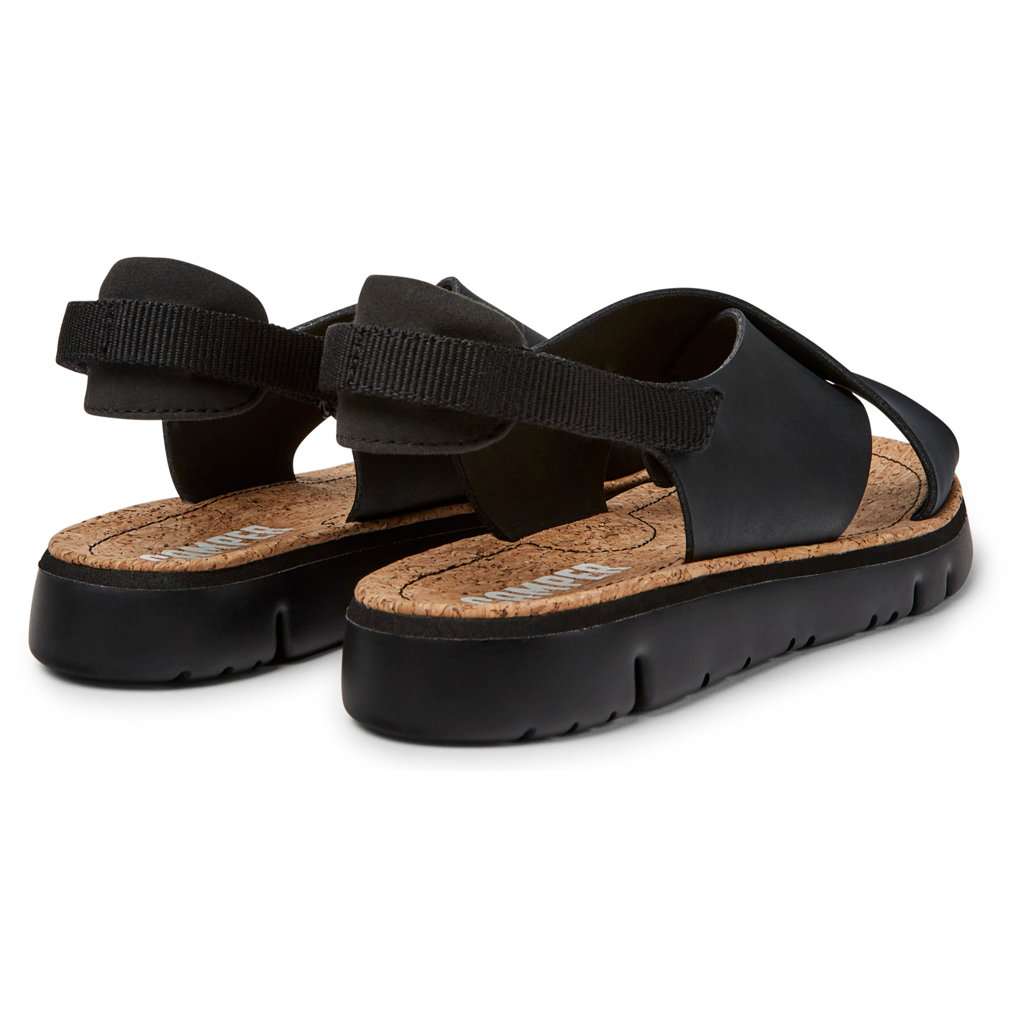 Sandalias - CAMPER Oruga - Negro - Piel (Becerro con aspecto de goma) / Tejido técnico (PET reciclado)
