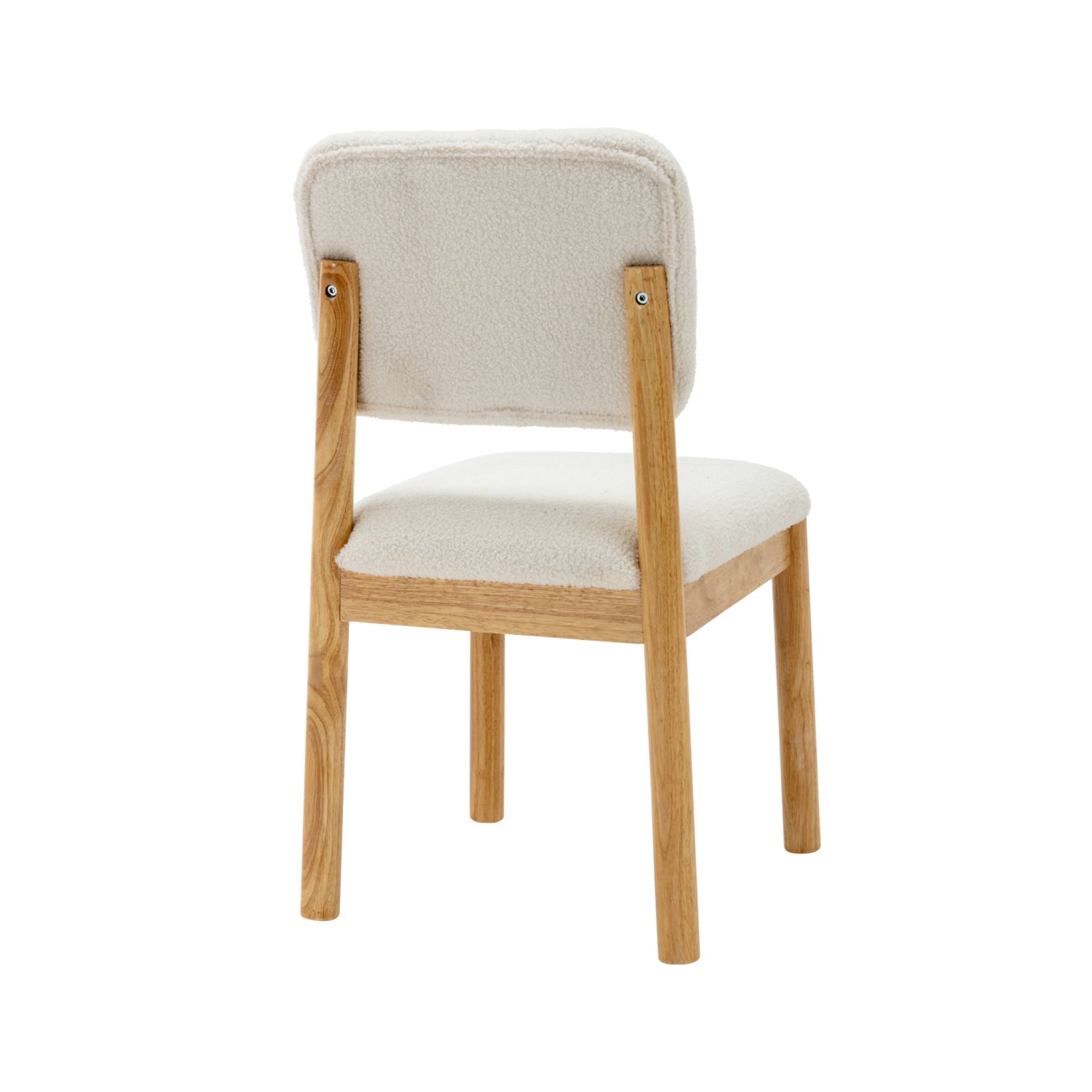 Chaises bois d'hévéa et revêtement bouclette (lot de 2) SWANN
