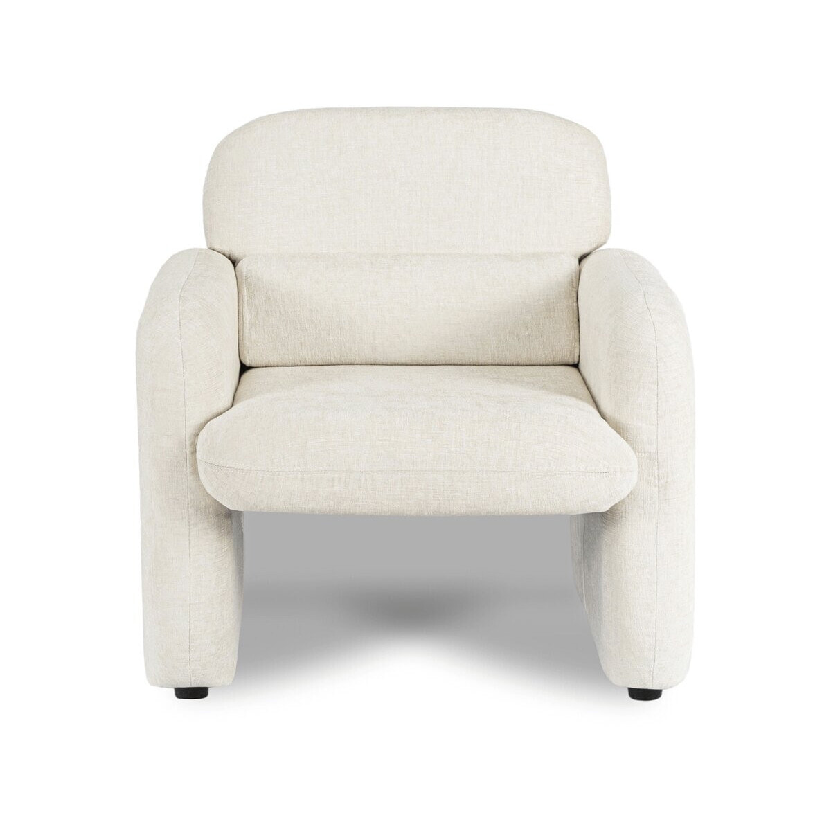 Fauteuil lounge en tissu chiné "Cozmo" - 78 x 79 x 77 cm - Crème
