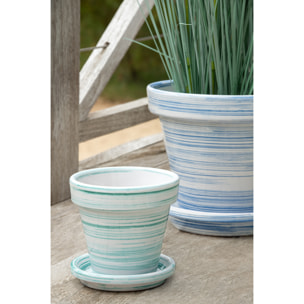 J-Line Cache-pot - céramique - vert menthe/blanc - small