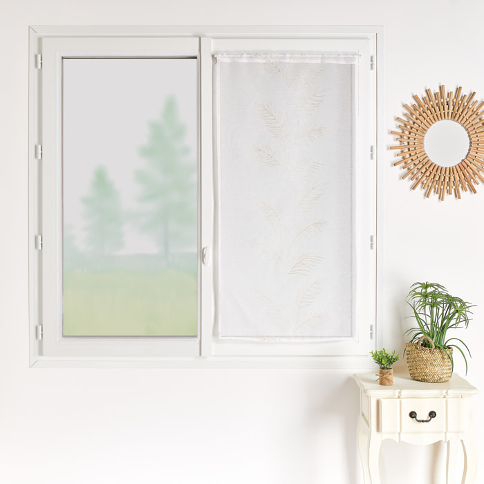 Voilage de fenêtre feuilles brodées - Blanc cassé