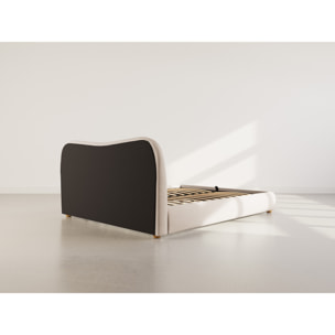 Hugo - lit coffre - 160x200 cm - en velours texturé - Beige