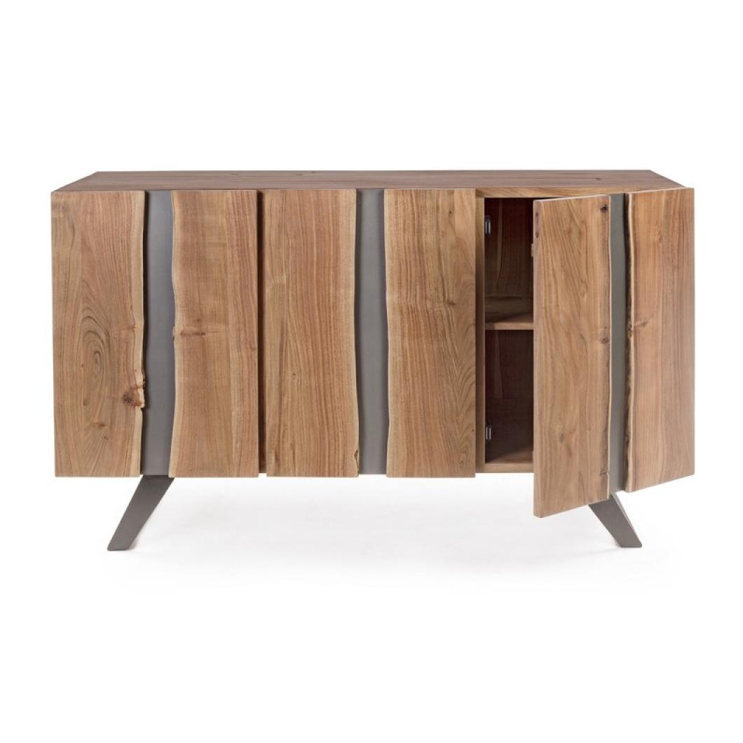 CREDENZA ACHILLE 90CM 3A ACACIA E METALLO VERTI