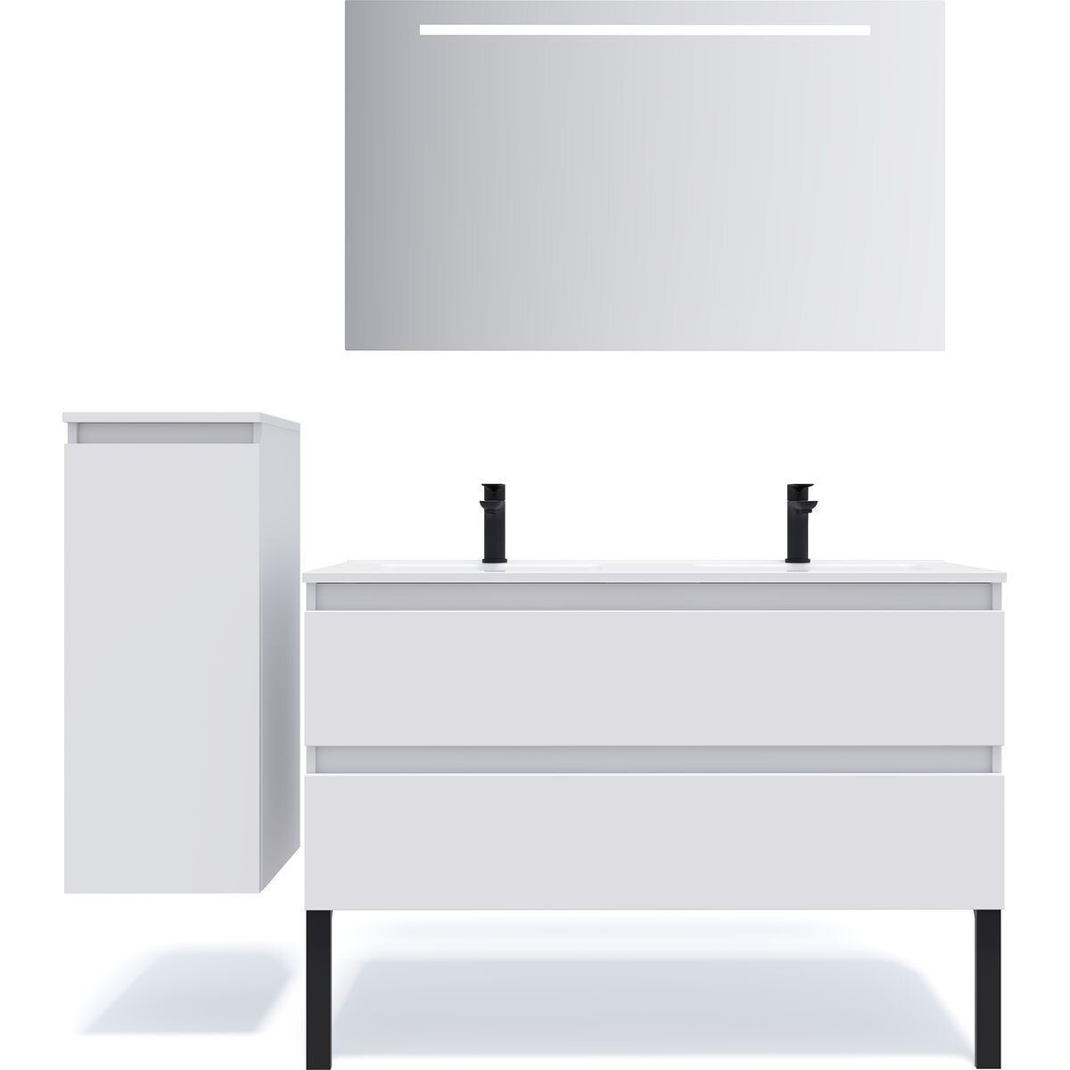 Ensemble double vasque 2 tiroirs + miroir - HUDSON