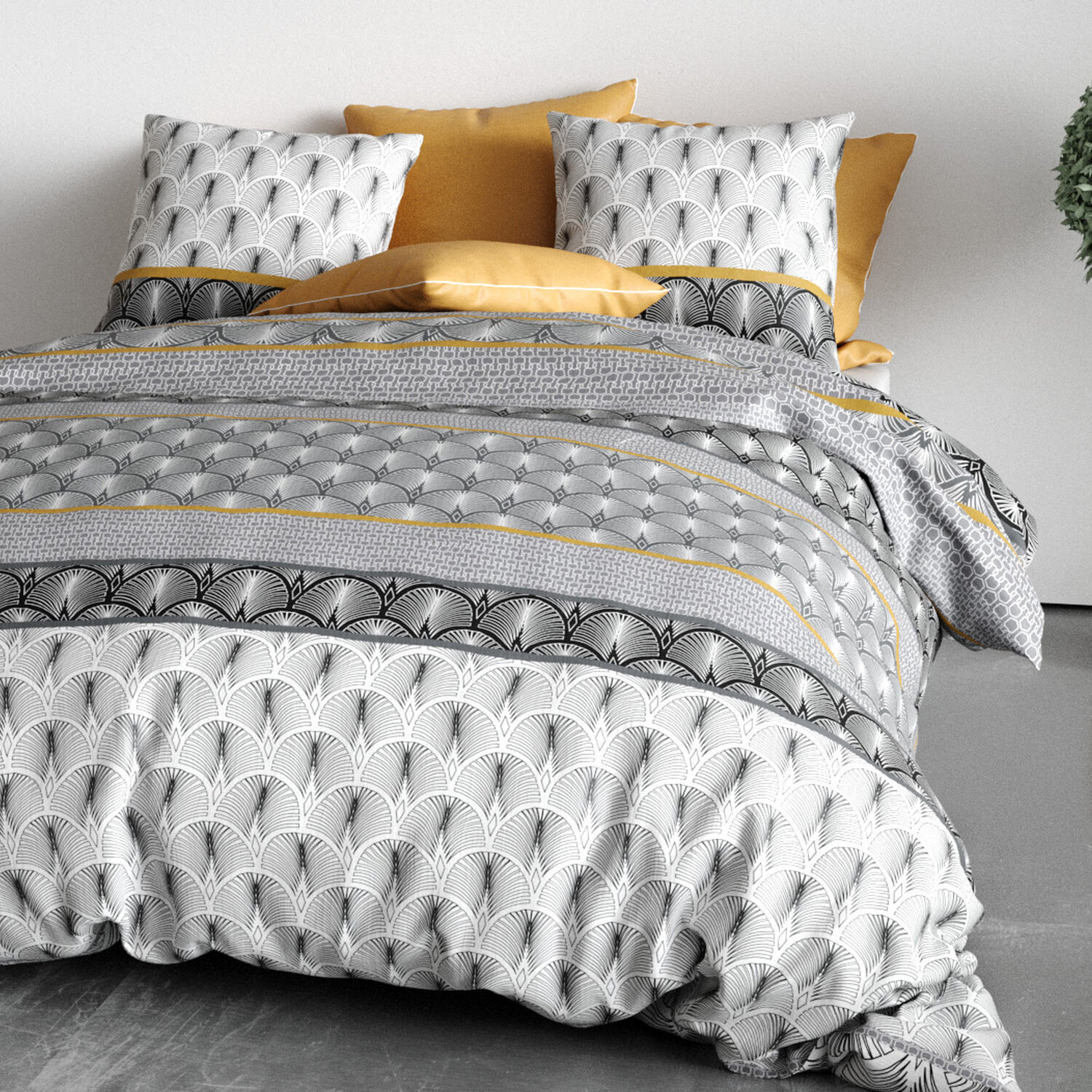 Parure De Couette 3pcs 100% Coton 57 Fils/cm2 Sakigold
