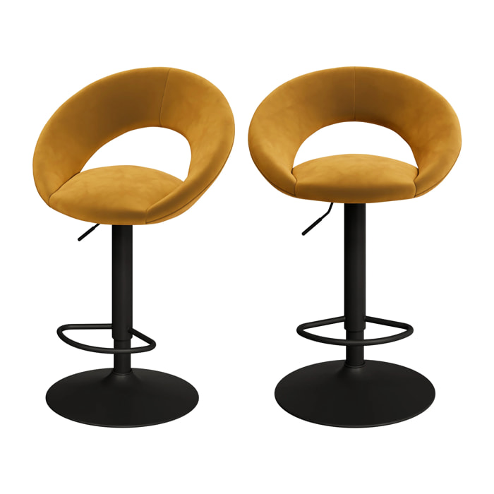Lot de 2 chaises de bar en velours jaune curry 61/76,5 cm - Cloclo