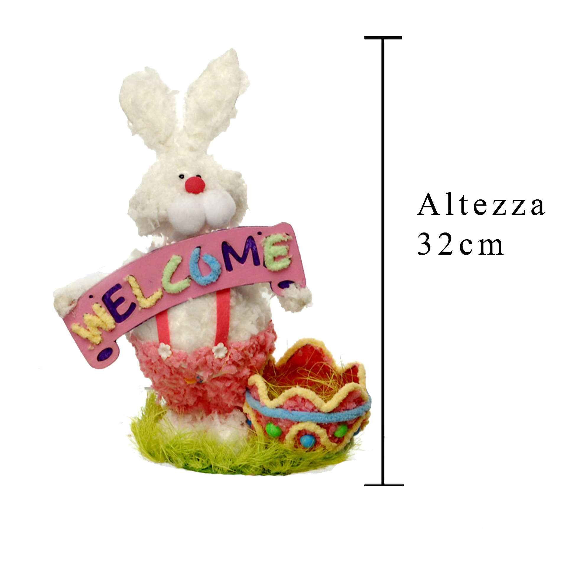 Coniglio Con Contenitore 32 Cm - Pezzi 2 - 23X31X12cm - Colore: Bianco - Bianchi Dino - Soggetti Pasquali, Conigli, Galline, Pecore Ecc