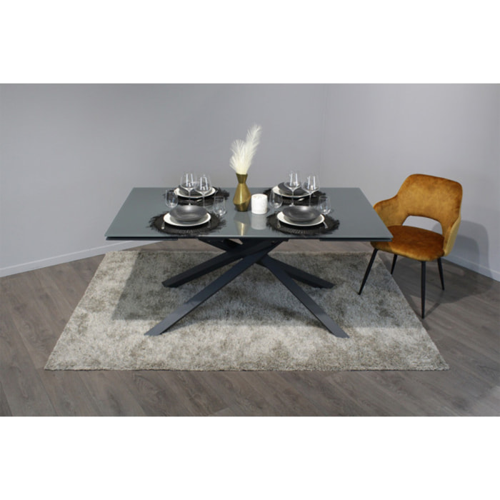 Table extensible plateau en verre gris 160/240 cm - TWIST