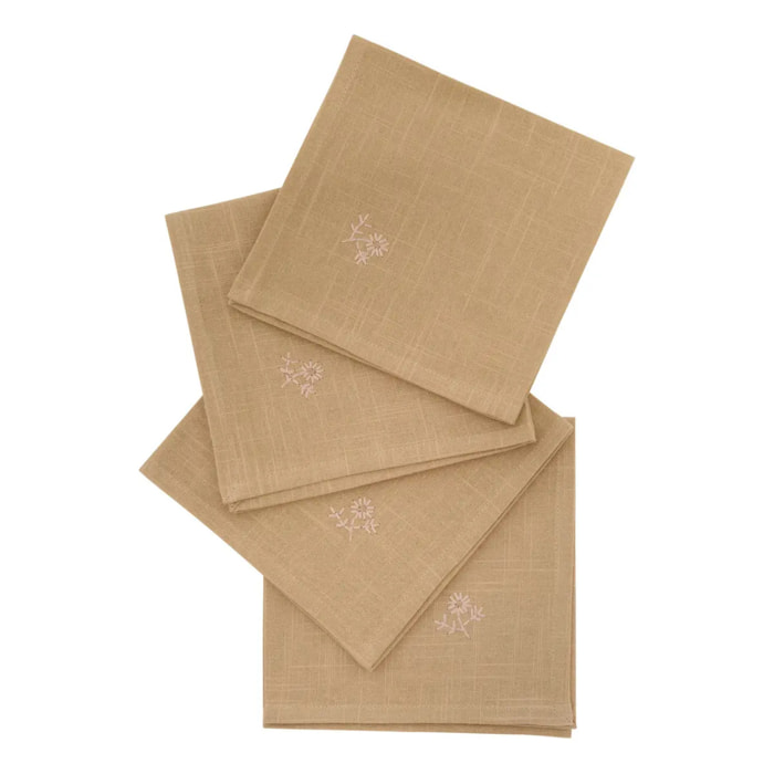 4 serviettes de table Joy 40x40cm beige lin