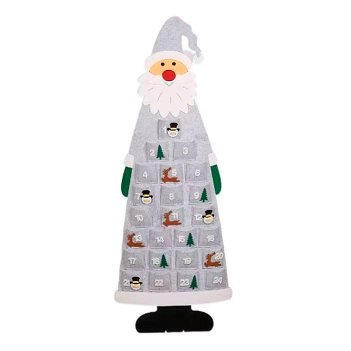 Calendario dell'Avvento con design di Babbo Natale per parete. 115 cm.