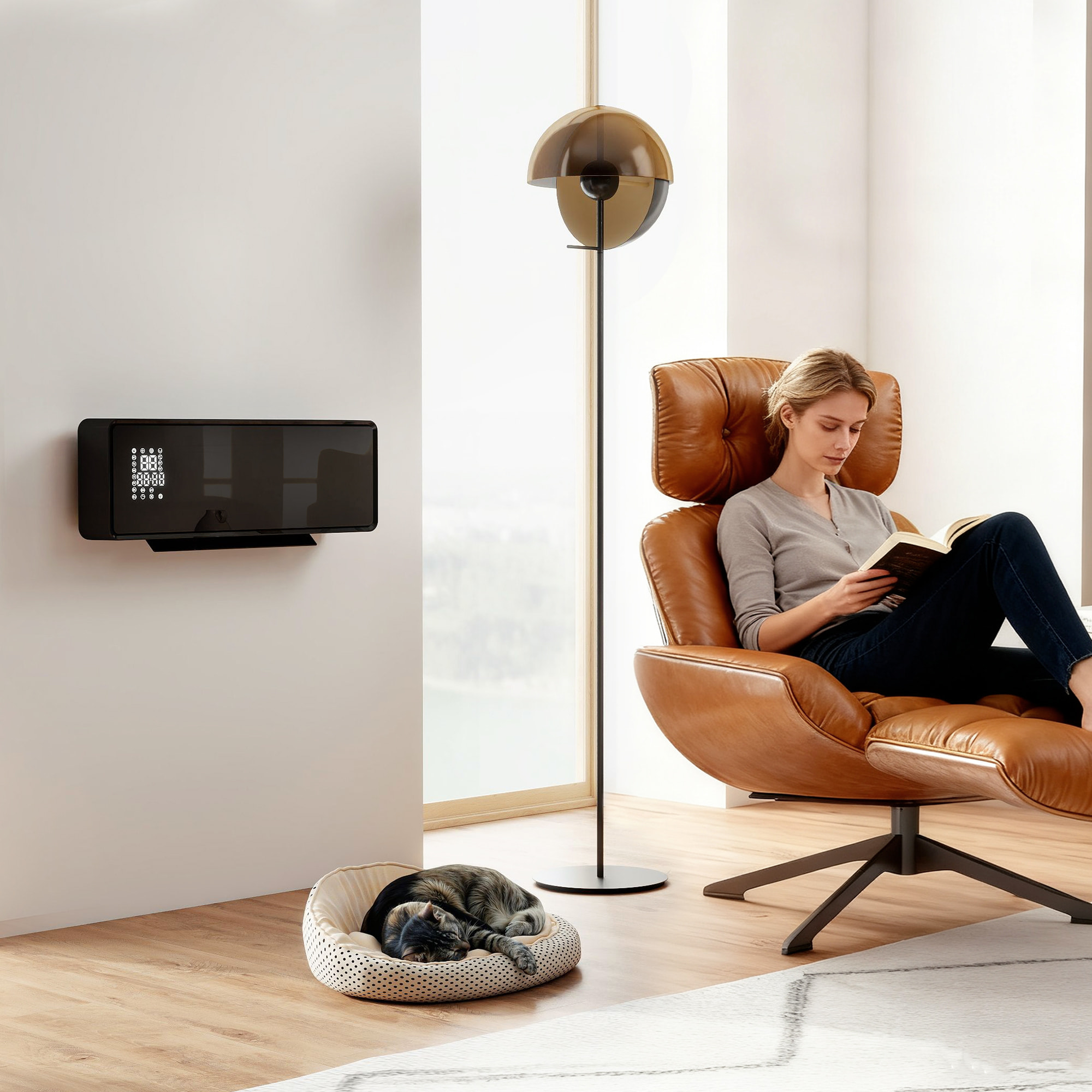 Chauffage soufflant mural 2000W chauffage céramique PTC radiateur réglable timer oscillant télécommande noir