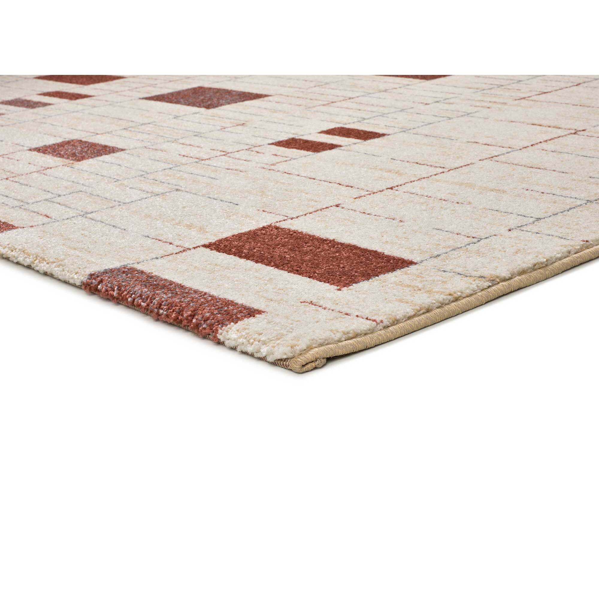 BERUTI Alfombra geomÃ©trica en tonos beige y caldera, varias medidas disponibles