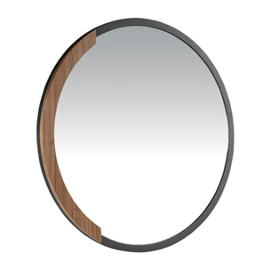 Espejo pared redondo con marco de acero inoxidable en negro 80x80x4cm