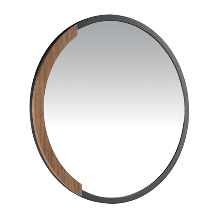 Espejo pared redondo con marco de acero inoxidable en negro 80x80x4cm